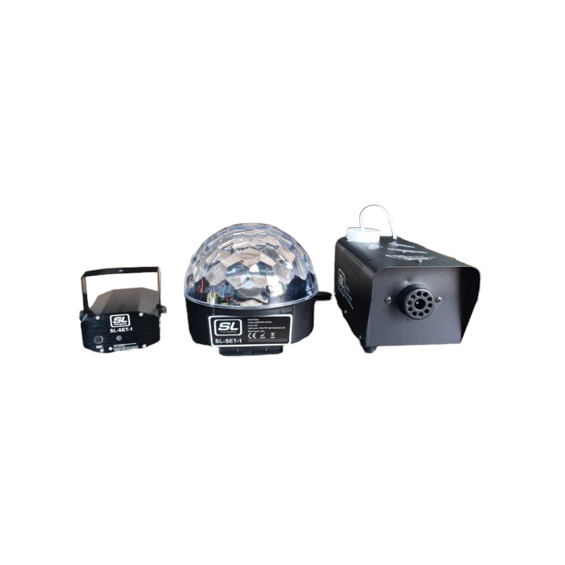 Set iluminación/Paquete Máquina de humo 400W, Jelly RGBWA, Mini Láser