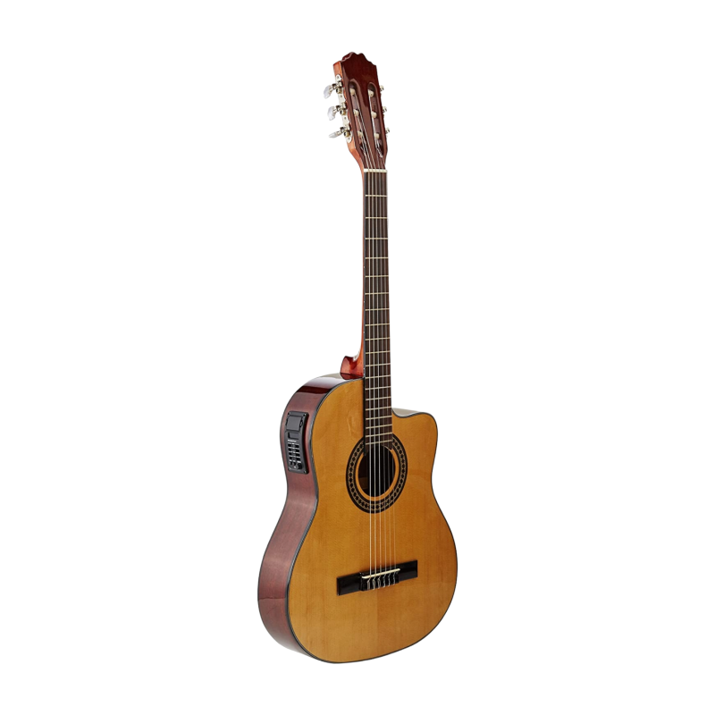 Guitarra La Sevillana electroacustica con caja clásica, UN3CEQ, color natural.